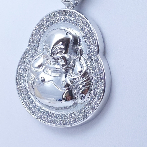 Icy Buddha Pendant + 18" Rope Chain - Picture 2 of 7